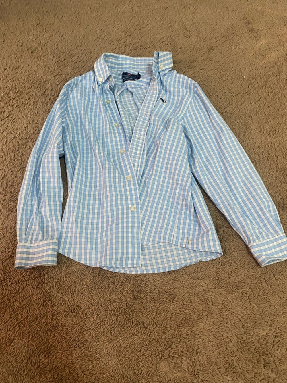 Vineyard Vines Blue and White Gingham Button-Down Shirt